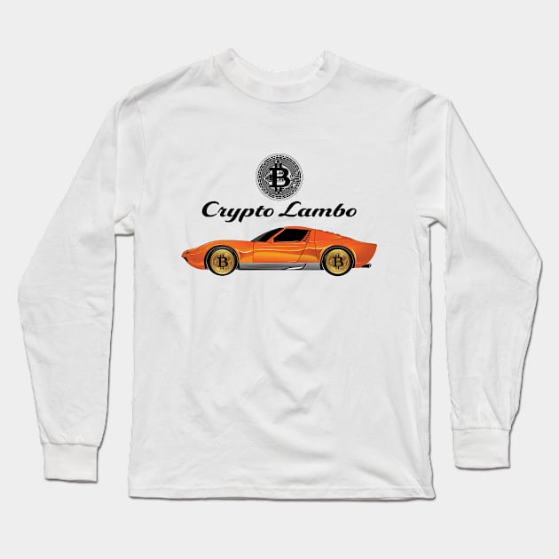 Crypto Lambo BlackLogo Long Sleeve T-Shirt by PunnyPoyoShop